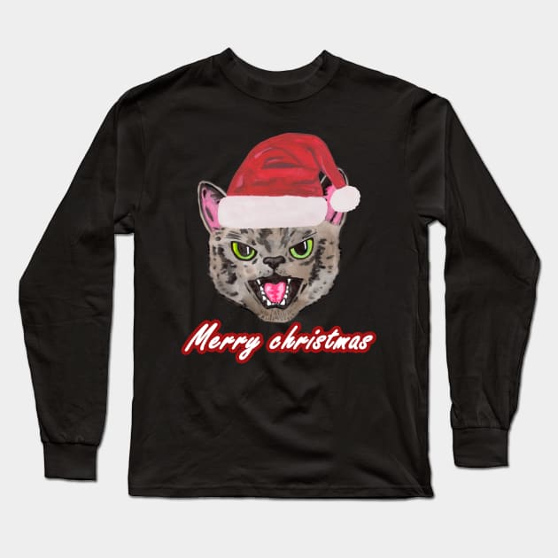 Santa cat Long Sleeve T-Shirt by deadblackpony